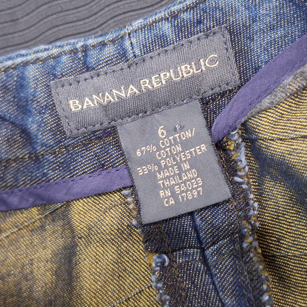 BANANA REPUBLIC Y2K Vintage Metallic Bell Bottom Flare Jeans No Front Wa… - Picture 6 of 9